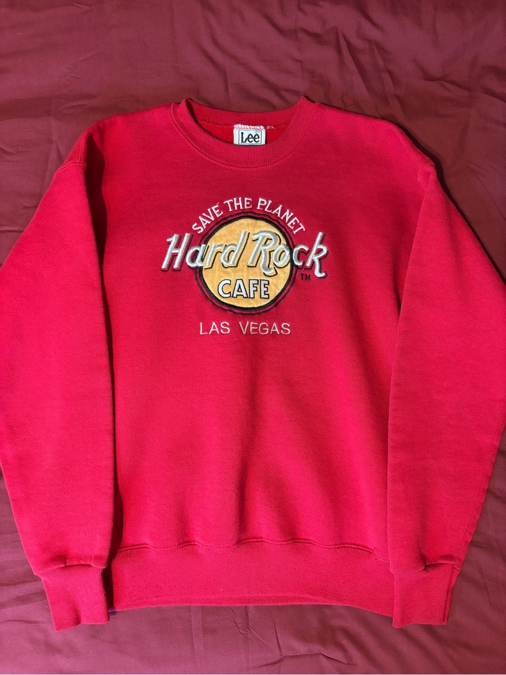 Hard Rock Cafe Las Vegas red crewneck sweatshirt (brand Lee)